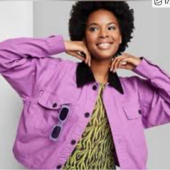 wild fable Jackets & Blazers - Wild Fable Jean Jacket Lavender with Black Collar XS and 2X - NWT